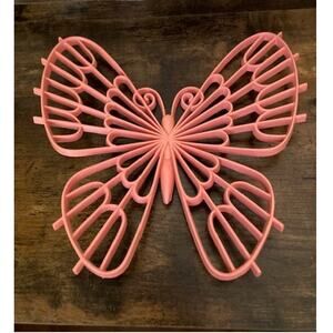 RARE 1970's PINK Butterfly Wall Hanging - Vintage Butterfly Wall Decor